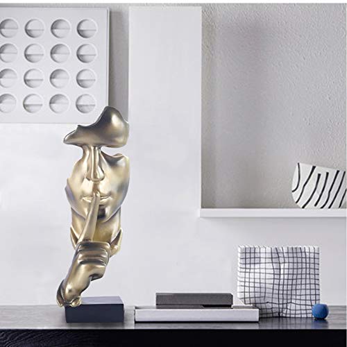 aboxoo Thinker Statue, Silence is Gold Abstract Art Figurine(Gold) - color: Gold, size: Medium