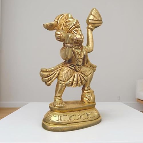 Brass Hanuman Idol 3.5 Inch (200g) β Lord Bajrangbali Anjaneya Pavanputra Statue, Hindu God Murti for Pooja, Home Temple Decor & Worship, Decorative Brass Sculpture, Spiritual Gift for Home & Office