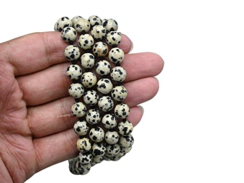 Amazing Gemstone Dalmatian Jasper Mala Beads - 108 Prayer Beads for Meditation and Mindfulness Practice, Handcrafted Mala Beads with Natural Gemstones for Spiritual Healing and Relaxation (Knotted) - color: Dalmatian Jasper, style: Knotted