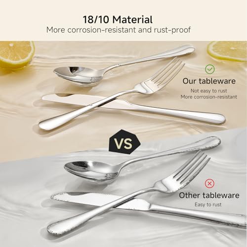 HIKAA 12 Pcs Dinner Spoons Set, 18/10 Stainless Steel Spoons - size: 12-Piece, style: DINNER SPOONS