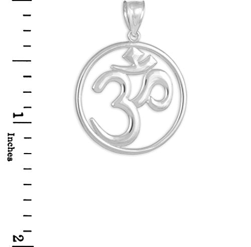 Sterling Silver Openwork Hindu Meditation Yoga Charm (Aum) Om Pendant Necklace