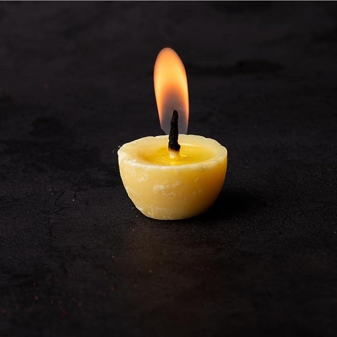 CowGhee Diya Wicks | 60min Burning Time | Wax Free Cowghee Diya for puja | for Prayers in Temple Church Gurudwara | (CowGhee Wicks Pack of 100) - size: CowGhee Wicks Pack of 100