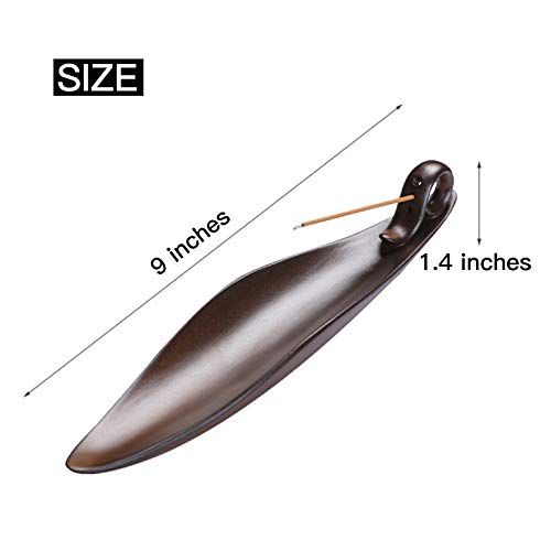 9" Length Incense Stick Holder with 3 Holes, White Porcelain Incense Tray Ash Cather for Spa, Meditation Room, Yoga, Home, Office (Brown) - color: Brown