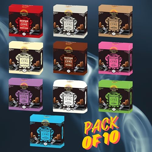Soul Sticks Backflow Incense Cones Variety Mega Pack for Backflow Burners | Set of Natural Scented Backflow Cones (10 Pack) - size: 10 Pack