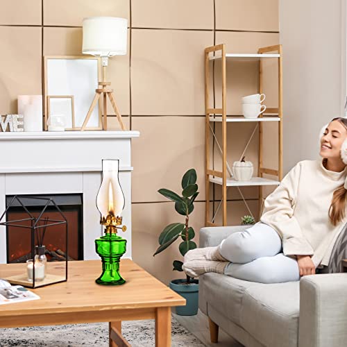 2 Pcs Oil Lamps for Indoor Use, Hurricane Kerosene Lamp, Green - color: Green
