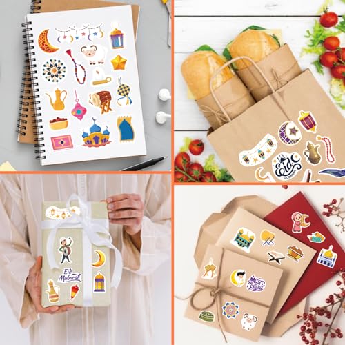 351PCS Eid Mubarak Theme Stickers for Kids Ramadan Kareem and Eid Stickers Sheets رمضان مبارك Holy Kaaba Quran Ramadan Decoration Islamic Muslim Party Supplies Decorations - style: Eid Mubarak Theme Stickers