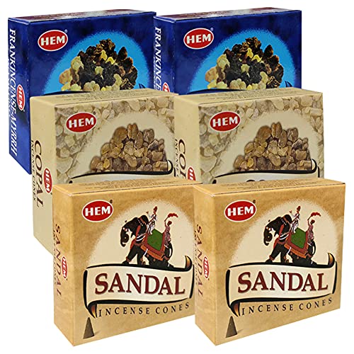 Sandalo Copal Incense Cones & Holder Bundle Variety Pack from Hem Trumiri Insense Inscents Insencents Insence - color: Sandalo & Copal