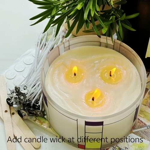100Pcs Candle Wicks 5 Inch,100pcs Candle Wick Stickers,Candle Wick Centering Device,20 Pcs Metal Sustainer Tabs,5pcs Candle Wick Holder Materiales para Hacer Velas - size: 5 inches