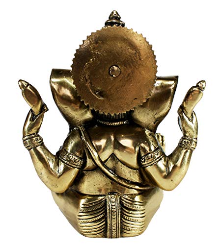 eSplanade 8" Brass Ganesha in Antique Finish | Pooja Puja Ganesh Ganesha Ganpati Ganapati Murti Idol (8" Ganesh Big)