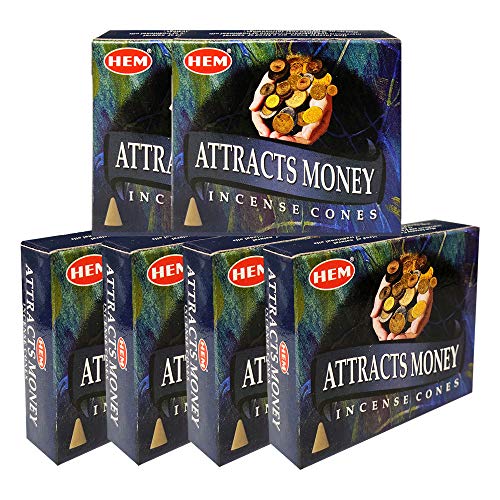 TRUMIRI Incense Cone Holder Bundle with Hem Attracts Money Incense Cones - Pack of 6 (Approx 60 Cones) - color: Attracts Money