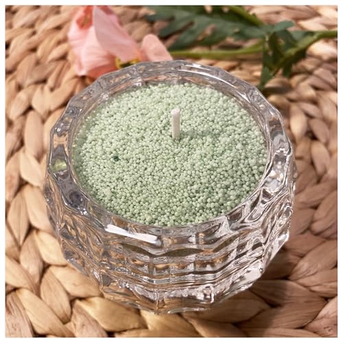 VITARIE Refillable Pearled Candle Sand 18oz, Unscented, 30 Cotton Wicks, 1.1lb Long Burning, Candle Making Kit, Green - color: Green