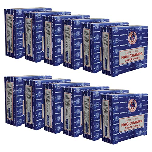 Nag Champa Incense Cones and Cone Incense Burner Bundle Insence Insense Satya Incense - color: Nag Champa - 12