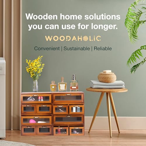 Modular Stackable Fully Assembled Set of 4 Storage Drawers - 12 Drawer See-Through Display Cabinets - 4-Level Desktop Organizer - Wood Box w/Metal Handle Collectible Card Bedazzling Decluttering - size: 16 Drawer