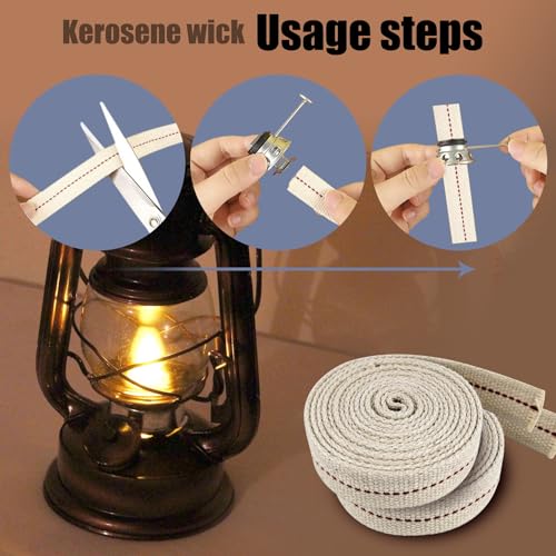 1 Roll/6.5 Feet Flat Oil Lamp Wick, 3/4 Inches Cotton Wick Replacement for Kerosene Burner, Lantern, Lamps (1, 3/4 inch) - size: 3/4 inch