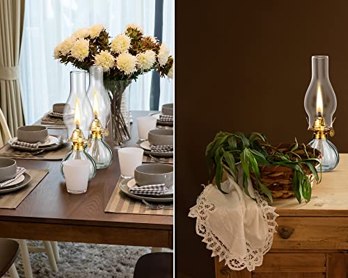 Hortsun 2 Pieces Vintage Glass Kerosene Lamp Tabletop Lantern,Retro Style - style: Retro Style