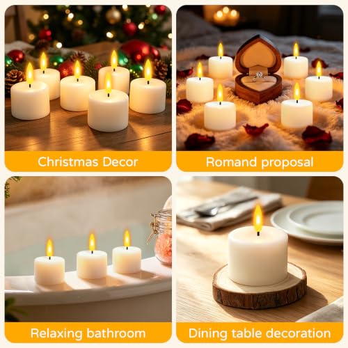 Rechargeable Real Wax Tea Lights Flameless Candles with Remote Timer, LED Tea Lights Candles Battery Operated Tealights for Centerpiece Table Decorations, Anniversary, Halloween, Christmas (12 Pack)