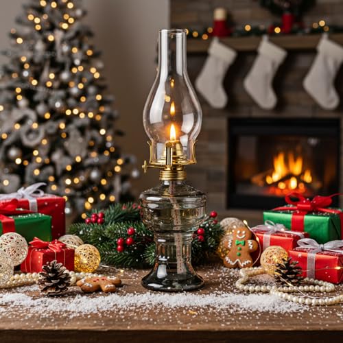 2 Pcs Oil Lamps for Indoor Use, Hurricane Kerosene Lamp, Grey - color: Gray