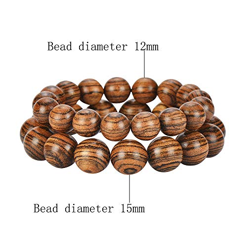 Prayer Bead bracelet Mala Beaded Bracelets for Men Women 12/15MM … - color: 15mm 15 beads Tiger skin