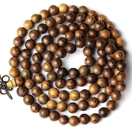 Zen Dear Unisex Natural Wenge Wood Mala Prayer Beads Necklace Bracelet Beads Meditation Buddhist Japa Rosary Mala Bead Yoga - style: 8mm 108 beads