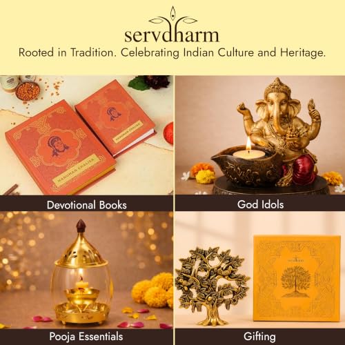Servdharm Ganesha Pocket Temple with Sacred Footprints 4.5x4.5 | Ganesh Charan Paduka Pooja Box for Ganesh Chaturthi, Diwali, Wedding, Housewarming Gift or Home Temple
