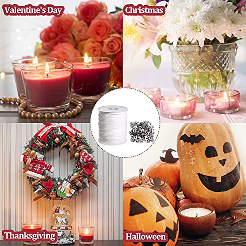 pice QPZ 200 ft Braided Candle Wicks 100% Cotton 21 PLY for Candle Pillars in 1 3/4 inch Dia, for Paraffin Wax Soy Beeswax Candle Making, Sold Separately 200 PCS Candle Wick Sustainer Tabs Metal 14mm - size: 21 PLY 200 ft Wick