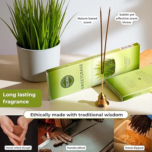 Sweetgrass Incense Sticks - Pack of 100 Inscents-Sticks - Made with Non Toxic Insence Ingredients - Scented Incienso Spiritual Insense Natural Agarbatti Incents - color: Sweetgrass