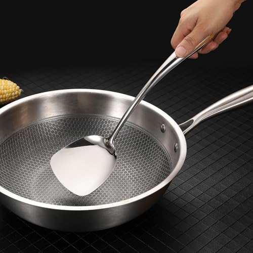 304 Stainless Steel Kitchen Utensil Set - 9 PCS Serving Utensils, Cooking Utensil, Solid Spoon, Slotted Spoon, Fork, Spatula, Ladle, Skimmer Spoon, Slotted Spatula Tunner, Spaghetti Spoon, Large Spoon - color: Sliver