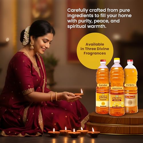 Cycle Om Shanthi Sandalwood Chandan Pooja Oil for Diyas and Lamps - 500 ML