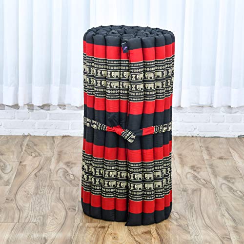 Leewadee Thai Roll Mat 75 x 28 inches Kapok Firm - color: Sf13 - Red, Black, size: M: 75x28"