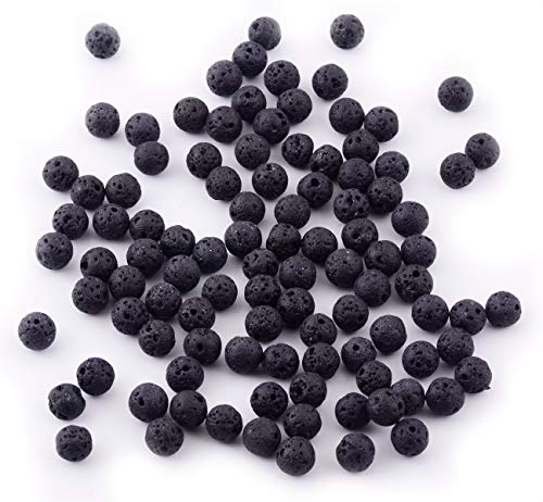 Natural Stone Beads 100pcs 8mm Black Lava Round Genuine Stone Beading Loose Gemstone Hole 1mm DIY Beads for Essential Oil Yoga Bracelet Necklace Earrings Jewelry Making (Black Lava Stone Beads,8mm) - color: Black Lava Stone Beads, size: 8mm