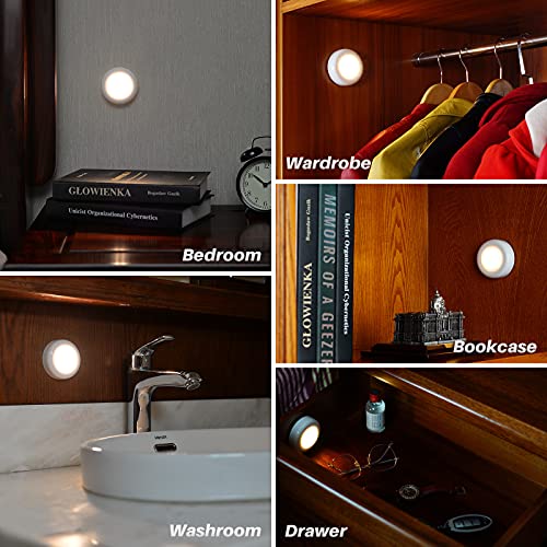 STAR-SPANGLED 2.8” LED Puck Lights Under Cabinet AAA Battery, 5 Pack Warm - color: Warm White