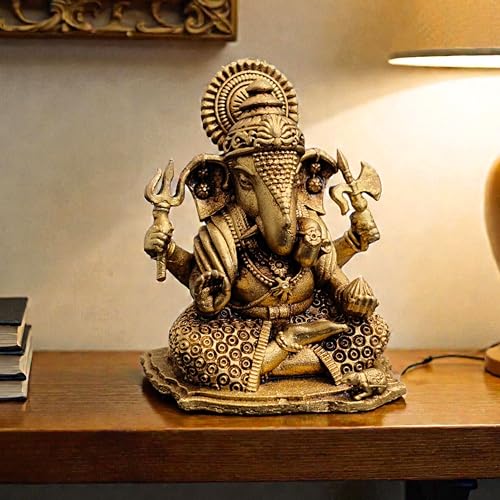 Brass Lord Ganesha Idol on Lotus – 2 Inch Small Hindu God Statue for Home Temple Décor, Ganpati Murti for Puja, Meditation & Gift – Handcrafted Indian Religious Figurine, 90 Gram