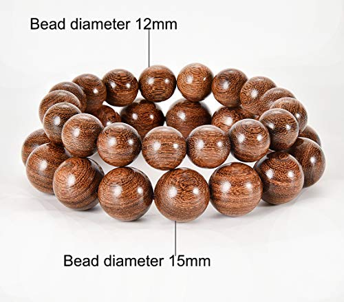 Prayer Bead bracelet Mala Beaded Bracelets for Men Women 12/15MM … - color: 12mm 17 beads Gold sandalwood