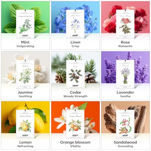 MYARO 12 Pack Cedarwood Scented Sachets, Closet Deodorizer Car Freshener - color: Cedar, size: 12 Packs