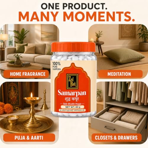Camphor Tablets, Cool Crisp Kapoor Aroma, 80g Jar (2.8 oz)