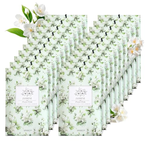 MYARO 20Pcs Jasmine Scented Sachets, Closet Deodorizer Car Air Freshener - color: Jasmine, size: 20 Packs