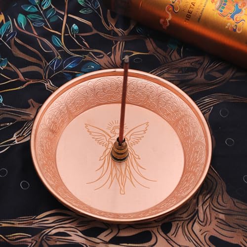 Copper Offering Prayer Ritual Bowl Plate - Great for use Witches Meditation,Smudging, Incense,Candle Dish, Ash Catcher,Jewelry Dish (New Metatron) - style: New Metatron)