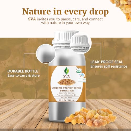 SVA Organic Frankincense Essential Oil, Large Size, 16 Fl Oz (473 ml) - size: 16 Fl Oz (Pack of 1)