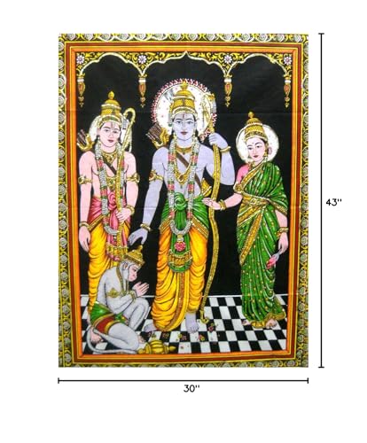 Ram Darbar religious batik Cotton Wall Hanging Painting : Size 43"x30" Inches - color: Ram Darbar