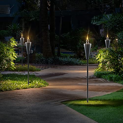 Matney Stainless Steel Outdoor Torches, 5 Ft (4 Pack, Cone) - size: 4 Pack, style: Cone