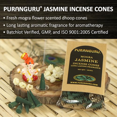 Jasmine Dhoop Incense Cones | 30 Pcs | 1.5" | Meditative Aromatic Fragrance