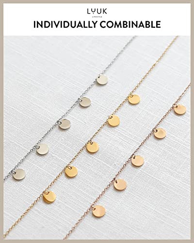 LUUK LIFESTYLE Dainty Stainless Steel Pendant Necklaces Silver Gold Rose - color: Gold, size: Mini discs