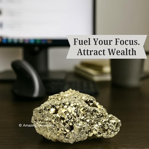 Amazing Gemstone Large Pyrite Crystal Stone Cluster Samples - High Energy Natural Iron Pyrite Stone Pirita Piedra Original with Healing Properties - size: 80 to 120 Gram