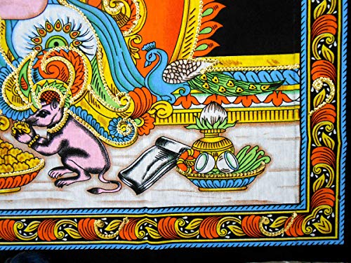 Ganesha/Ganpati religious Cotton Wall Hanging Painting : Size 43"x30" Inches - color: Ganesha
