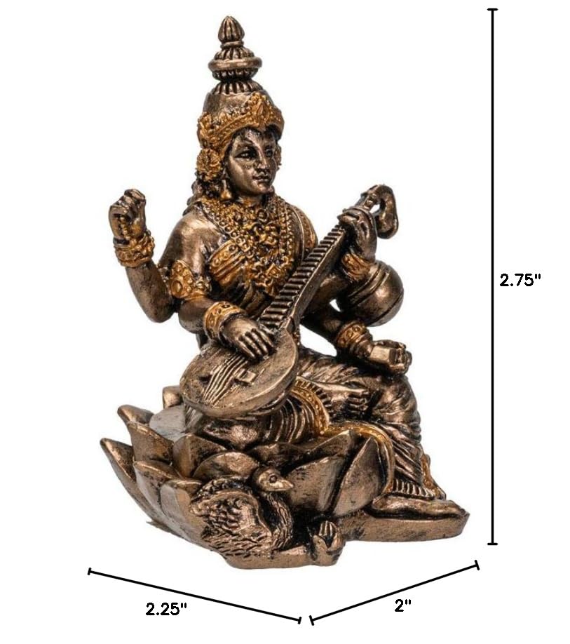 Pacific Giftware Hindu God Saraswati Miniature Resin Figurine Statue - color: Saraswati