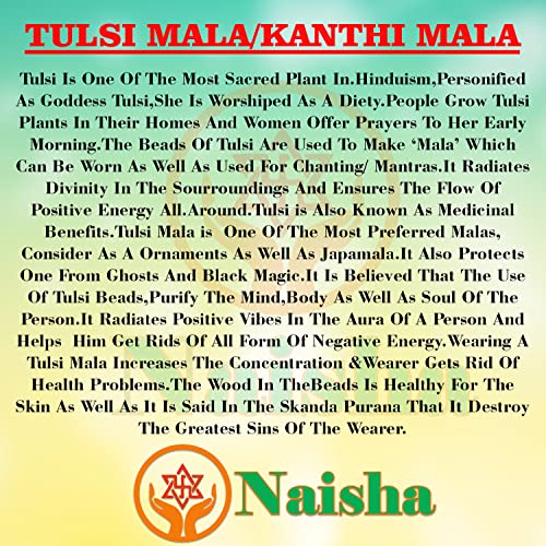 Naisha Tulsi Holy Basil Japa Mala 108+1 Beads & Tulsi Kanthi Mala Tulsi Ki Mala 2 Round Neck Mala Original for Daily Mantra Jaap, (Pack of 2)