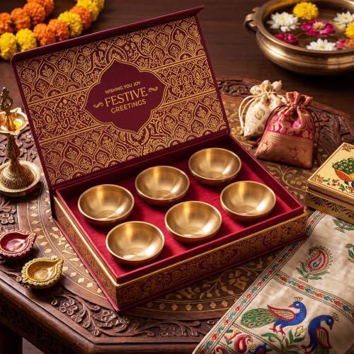Set of 6 2.4 Inch Pure Brass Bowls for Pooja Indian Return Gift