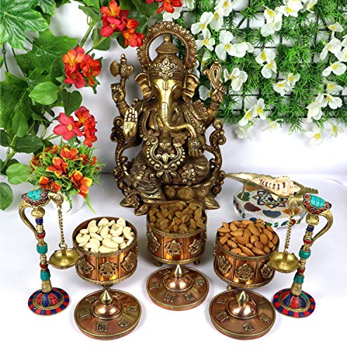 ASHIRWAD Original Ganesh Shankh, Conch Shell for Puja Ritual, Ganesha mukhi varti Ganpati Bhakti Aarti Shankha (3.5 inches in Pouch) - size: Ganesh Shankh (Pouch) - 3.5 IN