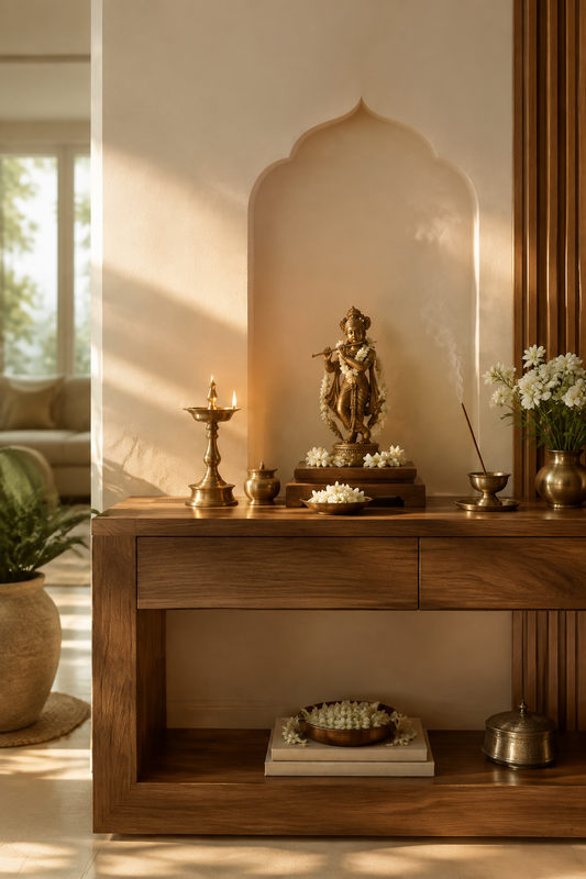 How to Create a Minimalist Home Mandir That Feels Sacred, Calm, and Beautiful