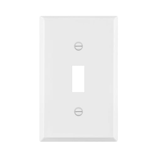 ENERLITES Toggle Light Switch Metal Wall Plate, 1-Gang, White Gloss - color: White Gloss, size: Standard Size